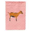 Oberhasli Goat Pink Check House Flag 28x40 Porch Sleeve Pole Decorative Outside Yard Banner Artwork Wall Hanging, Polyester