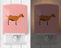 Oberhasli Goat Pink Check Ceramic Night Light Compact, UL-Certified, Ideal for Bedroom, Bathroom, Nursery, Hallway, Kitchen, 6x4x3, Multicolor
