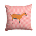Oberhasli Goat Pink Check Decorative Throw Pillow 14x14 Indoor Outdoor Accent Cushion, Fabric Cover with Insert for Sofa, Bed, Porch & Living Room