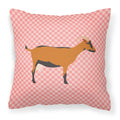 Oberhasli Goat Pink Check Decorative Throw Pillow 18x18 Indoor Outdoor Accent Cushion, Fabric Cover with Insert for Sofa, Bed, Porch & Living Room