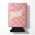 Saanen Goat Pink Check Can or Bottle Hugger Cooler Sleeve for Standard 12 oz Cans, Insulated Foam Beer & Soda Can Hugger Reusable