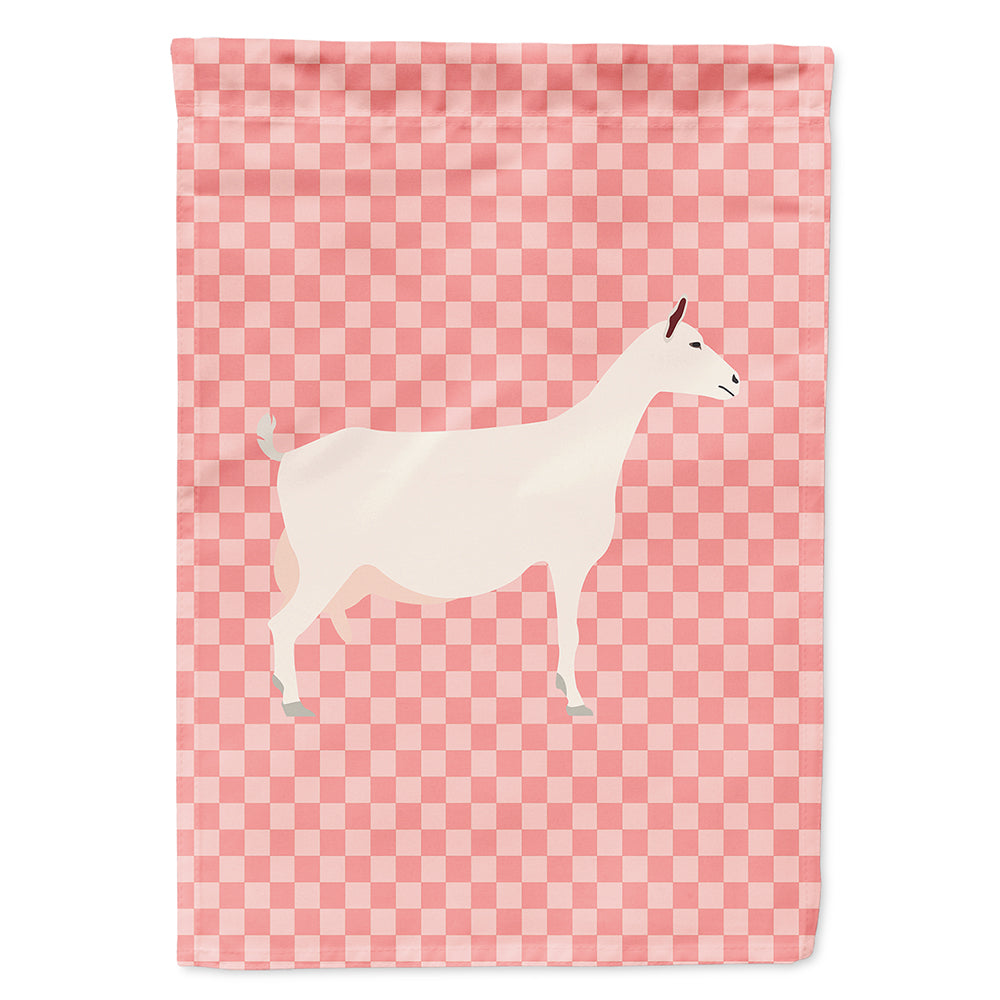 Saanen Goat Pink Check House Flag 28x40 Porch Sleeve Pole Decorative Outside Yard Banner Artwork Wall Hanging, Polyester
