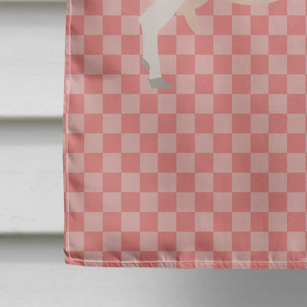Saanen Goat Pink Check House Flag 28x40 Porch Sleeve Pole Decorative Outside Yard Banner Artwork Wall Hanging, Polyester