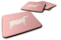 Saanen Goat Pink Check Foam Coasters Set of 4 Cup Coasters for Indoor Outdoor, Tabletop Protection, Anti Slip, Mouse pad Material