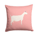 Saanen Goat Pink Check Decorative Throw Pillow 14x14 Indoor Outdoor Accent Cushion, Fabric Cover with Insert for Sofa, Bed, Porch & Living Room