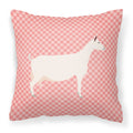 Saanen Goat Pink Check Decorative Throw Pillow 18x18 Indoor Outdoor Accent Cushion, Fabric Cover with Insert for Sofa, Bed, Porch & Living Room