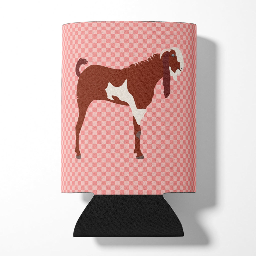 Jamnapari Goat Pink Check Can or Bottle Hugger Cooler Sleeve for Standard 12 oz Cans, Insulated Foam Beer & Soda Can Hugger Reusable
