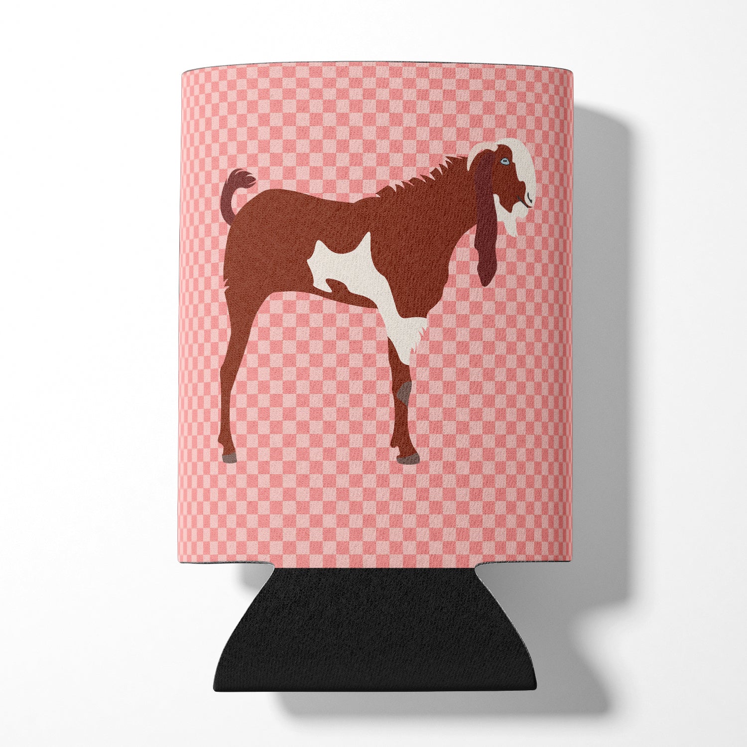 Jamnapari Goat Pink Check Can or Bottle Hugger Cooler Sleeve for Standard 12 oz Cans, Insulated Foam Beer & Soda Can Hugger Reusable