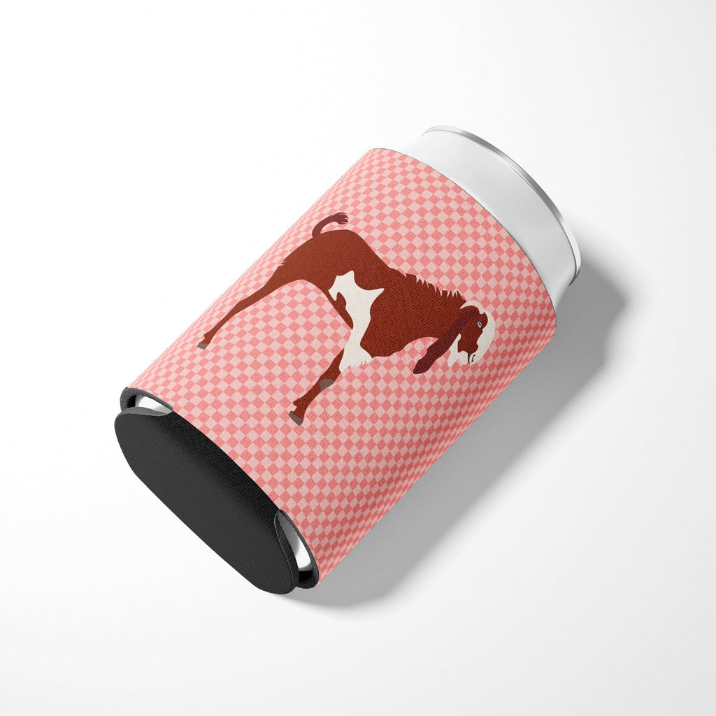Jamnapari Goat Pink Check Can or Bottle Hugger Cooler Sleeve for Standard 12 oz Cans, Insulated Foam Beer & Soda Can Hugger Reusable