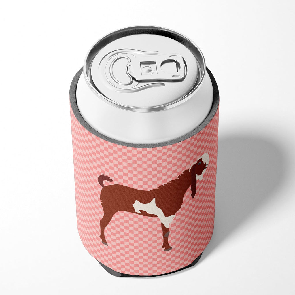 Jamnapari Goat Pink Check Can or Bottle Hugger Cooler Sleeve for Standard 12 oz Cans, Insulated Foam Beer & Soda Can Hugger Reusable