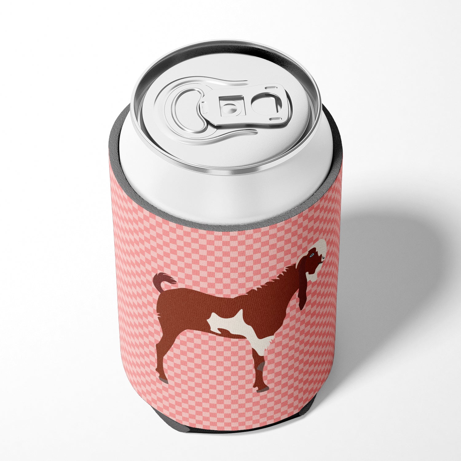 Jamnapari Goat Pink Check Can or Bottle Hugger Cooler Sleeve for Standard 12 oz Cans, Insulated Foam Beer & Soda Can Hugger Reusable