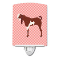 Jamnapari Goat Pink Check Ceramic Night Light Compact, UL-Certified, Ideal for Bedroom, Bathroom, Nursery, Hallway, Kitchen, 6x4x3, Multicolor