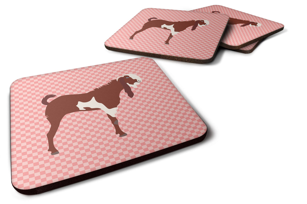 Jamnapari Goat Pink Check Foam Coasters Set of 4 Cup Coasters for Indoor Outdoor, Tabletop Protection, Anti Slip, Mouse pad Material