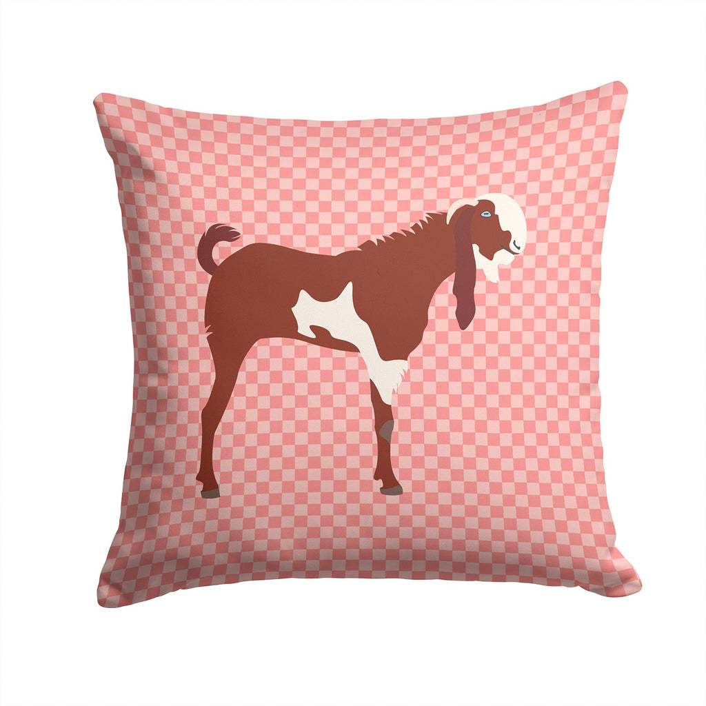 Jamnapari Goat Pink Check Decorative Throw Pillow 14x14 Indoor Outdoor Accent Cushion, Fabric Cover with Insert for Sofa, Bed, Porch & Living Room