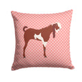 Jamnapari Goat Pink Check Decorative Throw Pillow 14x14 Indoor Outdoor Accent Cushion, Fabric Cover with Insert for Sofa, Bed, Porch & Living Room