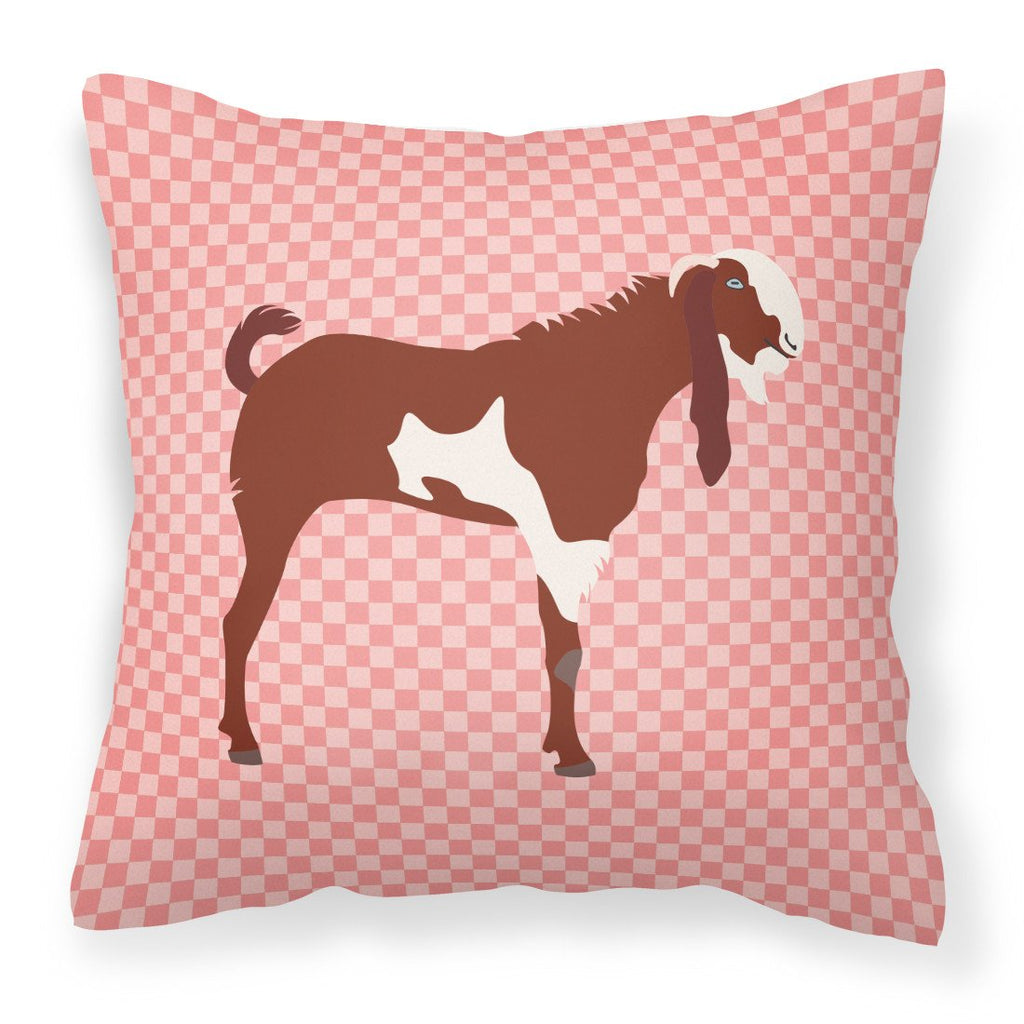 Jamnapari Goat Pink Check Decorative Throw Pillow 18x18 Indoor Outdoor Accent Cushion, Fabric Cover with Insert for Sofa, Bed, Porch & Living Room