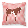 Jamnapari Goat Pink Check Decorative Throw Pillow 18x18 Indoor Outdoor Accent Cushion, Fabric Cover with Insert for Sofa, Bed, Porch & Living Room