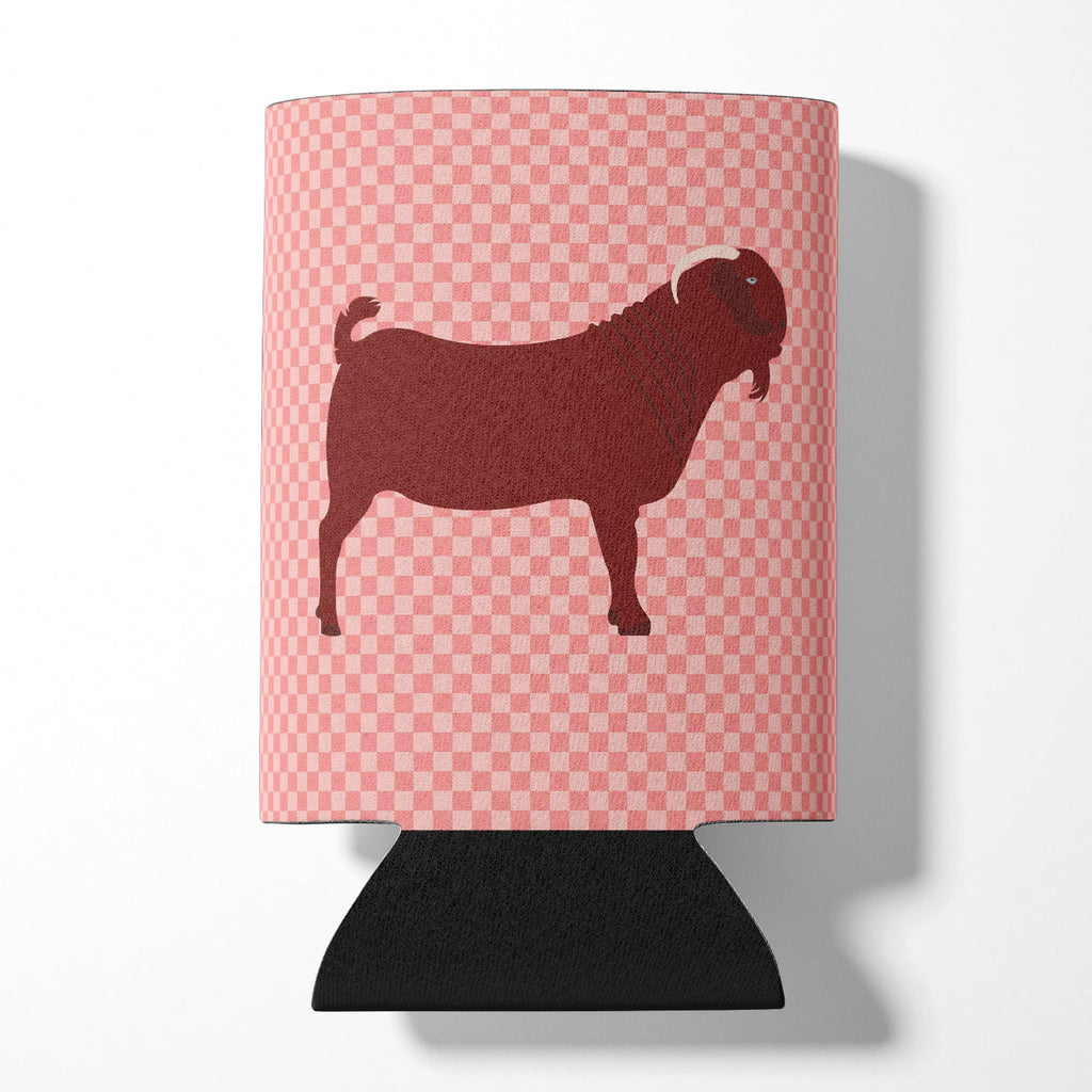 Kalahari Red Goat Pink Check Can or Bottle Hugger Cooler Sleeve for Standard 12 oz Cans, Insulated Foam Beer & Soda Can Hugger Reusable
