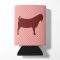 Kalahari Red Goat Pink Check Can or Bottle Hugger Cooler Sleeve for Standard 12 oz Cans, Insulated Foam Beer & Soda Can Hugger Reusable