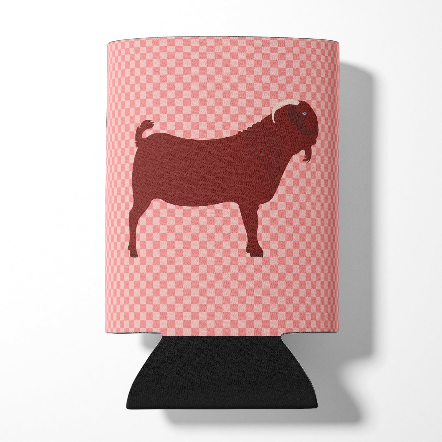 Kalahari Red Goat Pink Check Can or Bottle Hugger Cooler Sleeve for Standard 12 oz Cans, Insulated Foam Beer & Soda Can Hugger Reusable