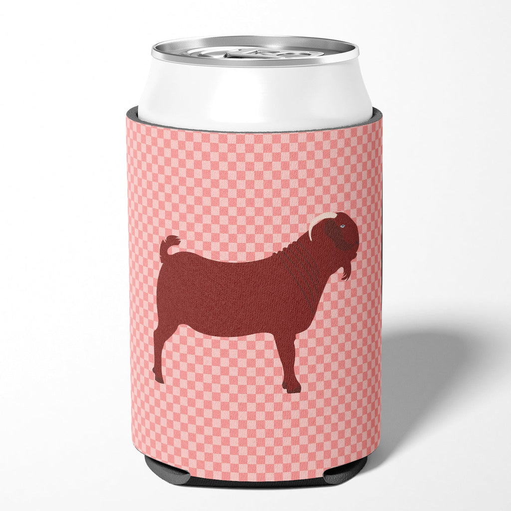 Kalahari Red Goat Pink Check Can or Bottle Hugger Cooler Sleeve for Standard 12 oz Cans, Insulated Foam Beer & Soda Can Hugger Reusable