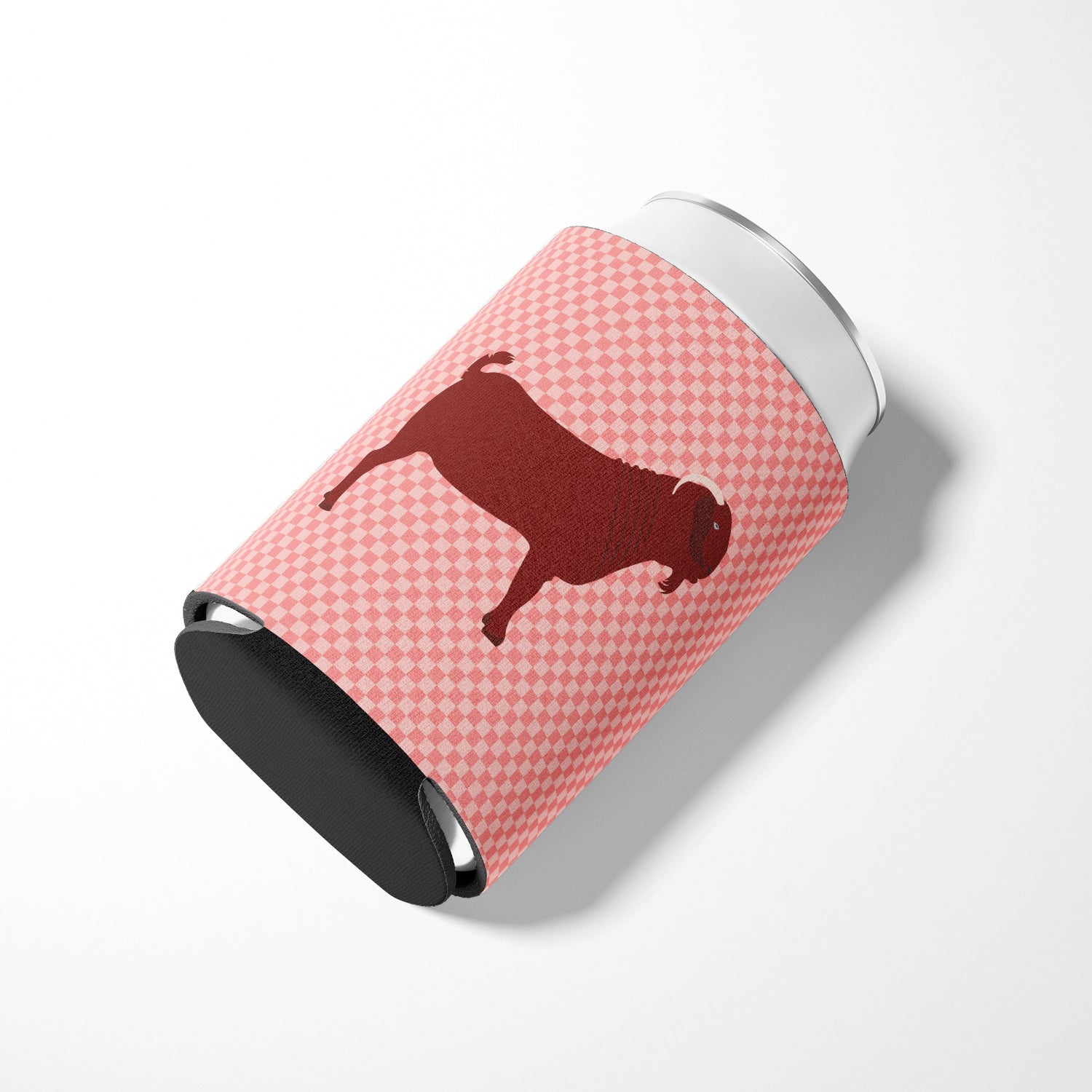 Kalahari Red Goat Pink Check Can or Bottle Hugger Cooler Sleeve for Standard 12 oz Cans, Insulated Foam Beer & Soda Can Hugger Reusable