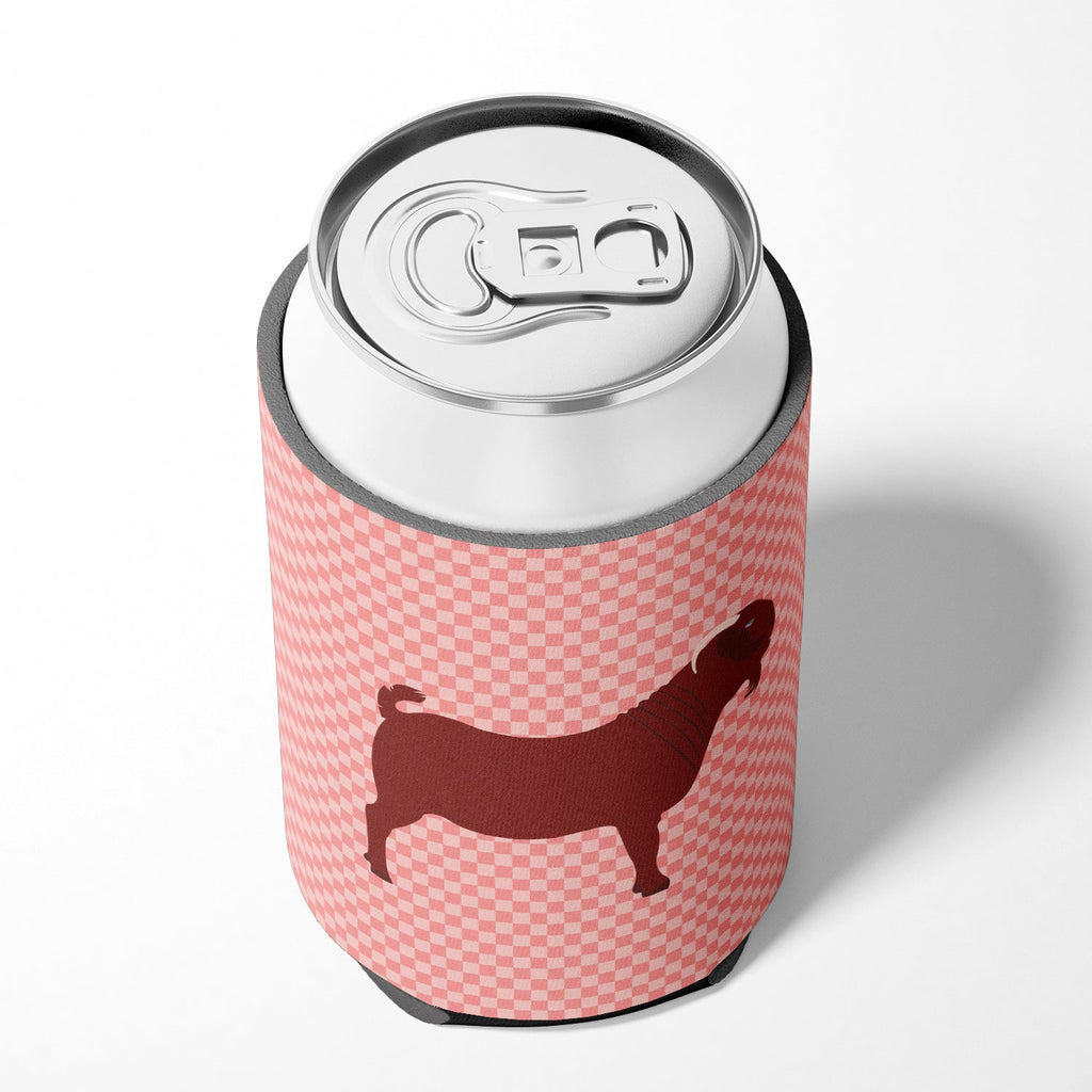 Kalahari Red Goat Pink Check Can or Bottle Hugger Cooler Sleeve for Standard 12 oz Cans, Insulated Foam Beer & Soda Can Hugger Reusable