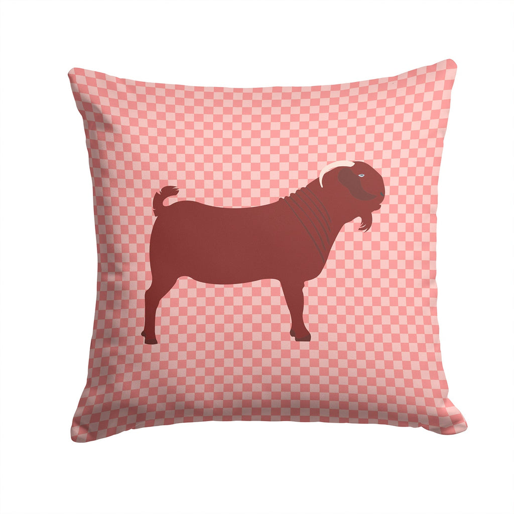 Kalahari Red Goat Pink Check Decorative Throw Pillow 14x14 Indoor Outdoor Accent Cushion, Fabric Cover with Insert for Sofa, Bed, Porch & Living Room