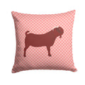 Kalahari Red Goat Pink Check Decorative Throw Pillow 14x14 Indoor Outdoor Accent Cushion, Fabric Cover with Insert for Sofa, Bed, Porch & Living Room