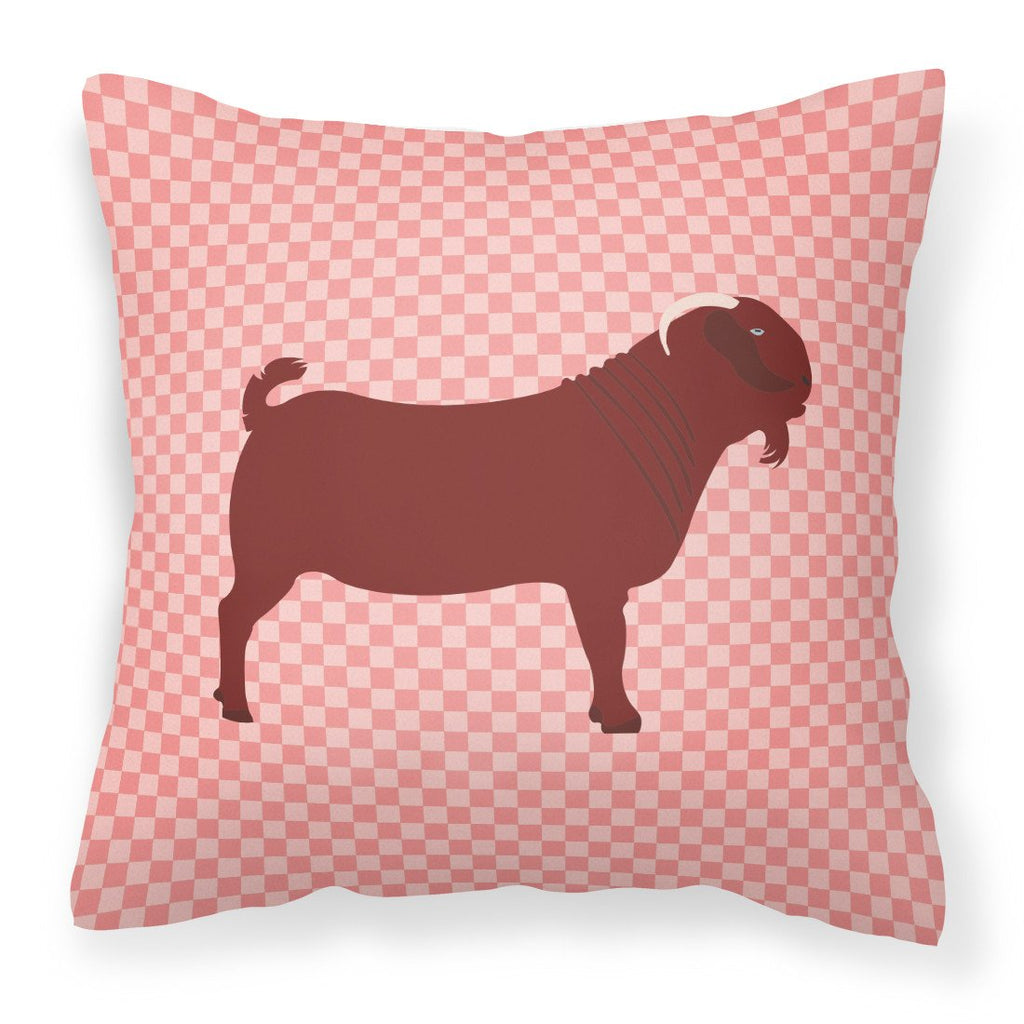 Kalahari Red Goat Pink Check Decorative Throw Pillow 18x18 Indoor Outdoor Accent Cushion, Fabric Cover with Insert for Sofa, Bed, Porch & Living Room