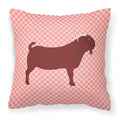 Kalahari Red Goat Pink Check Decorative Throw Pillow 18x18 Indoor Outdoor Accent Cushion, Fabric Cover with Insert for Sofa, Bed, Porch & Living Room