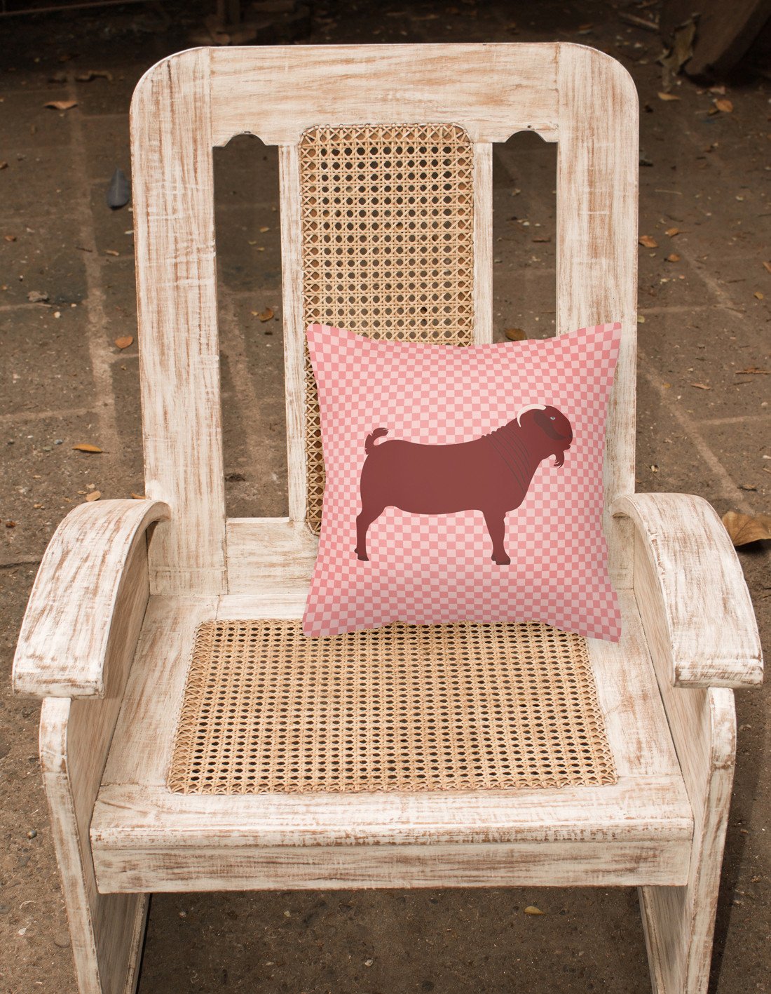 Kalahari Red Goat Pink Check Decorative Throw Pillow 18x18 Indoor Outdoor Accent Cushion, Fabric Cover with Insert for Sofa, Bed, Porch & Living Room
