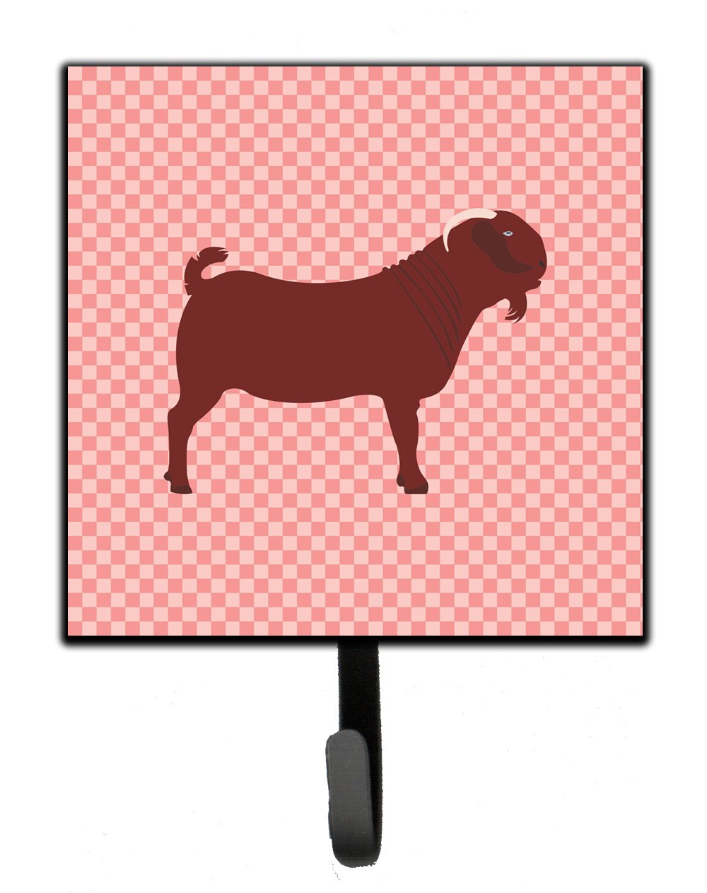 Kalahari Red Goat Pink Check Leash or Key Holder Wall Hooks, Key Hooks Holder, Coat Rack Wall Mount, Coat Hooks, Hooks for Hanging Keys, Towels, Aprons, Leashes