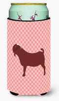 Kalahari Red Goat Pink Check Tall Boy Hugger Can Cooler Sleeve Machine Washable Drink Collapsible Insulator Beverage Insulated Holder
