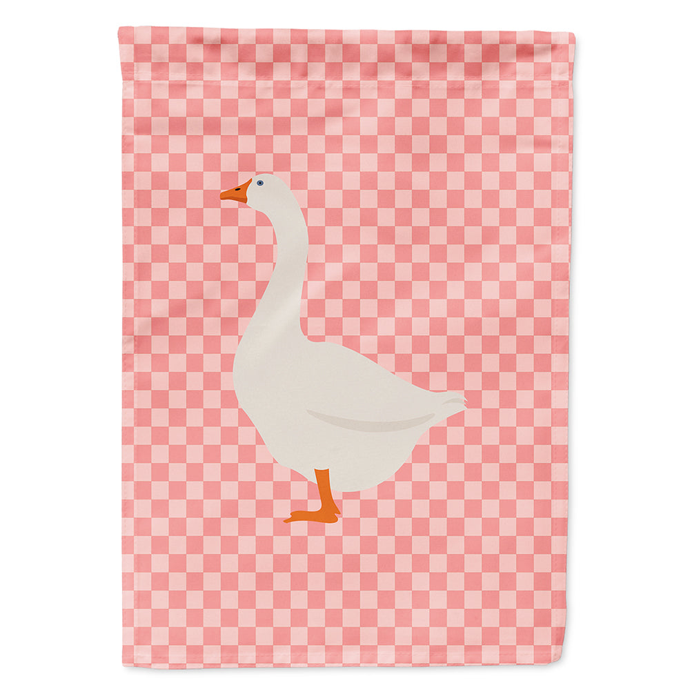 Embden Goose Pink Check House Flag 28x40 Porch Sleeve Pole Decorative Outside Yard Banner Artwork Wall Hanging, Polyester