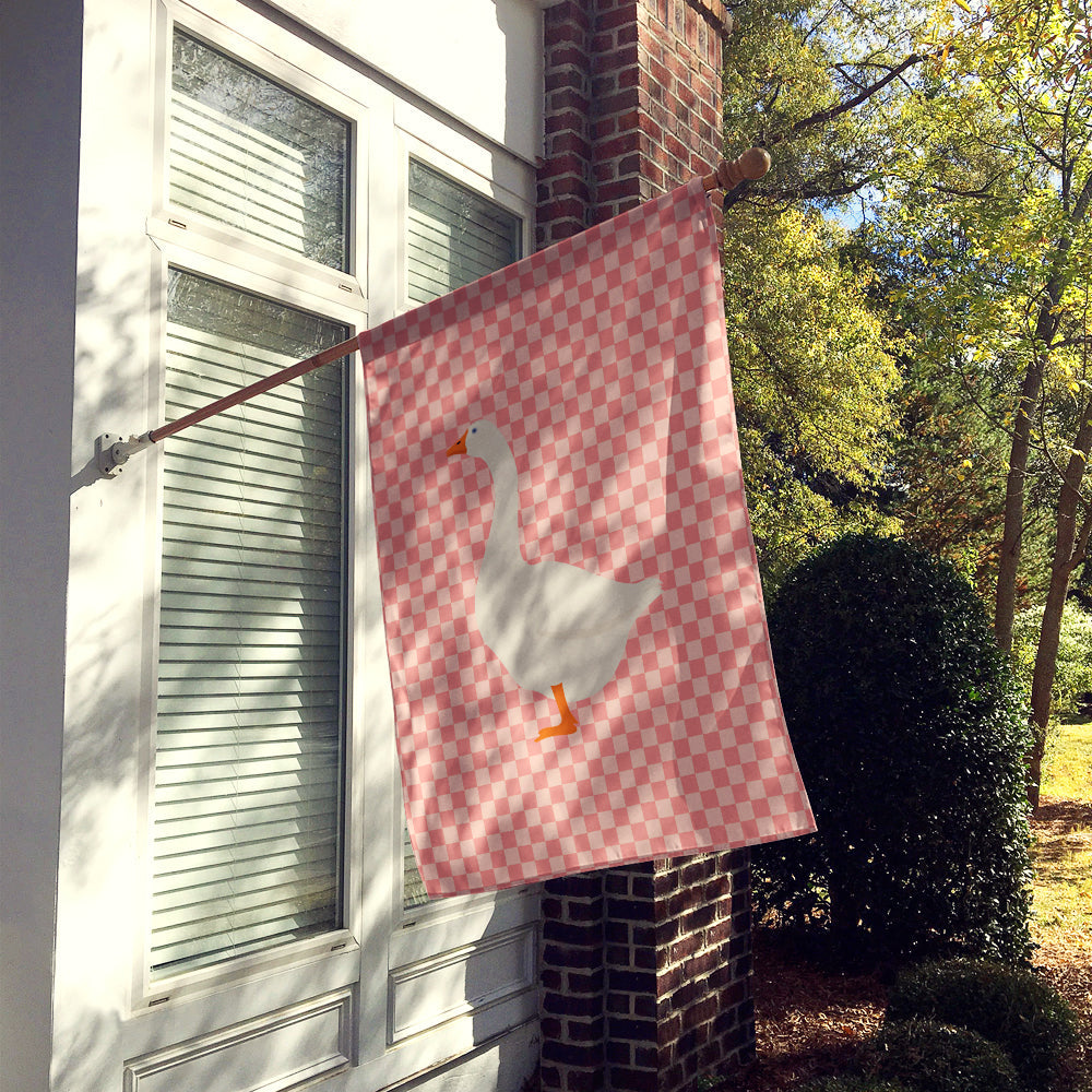 Embden Goose Pink Check House Flag 28x40 Porch Sleeve Pole Decorative Outside Yard Banner Artwork Wall Hanging, Polyester