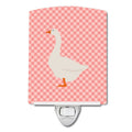 Embden Goose Pink Check Ceramic Night Light Compact, UL-Certified, Ideal for Bedroom, Bathroom, Nursery, Hallway, Kitchen, 6x4x3, Multicolor