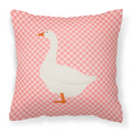 Embden Goose Pink Check Decorative Throw Pillow 18x18 Indoor Outdoor Accent Cushion, Fabric Cover with Insert for Sofa, Bed, Porch & Living Room