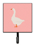 Embden Goose Pink Check Leash or Key Holder Wall Hooks, Key Hooks Holder, Coat Rack Wall Mount, Coat Hooks, Hooks for Hanging Keys, Towels, Aprons, Leashes