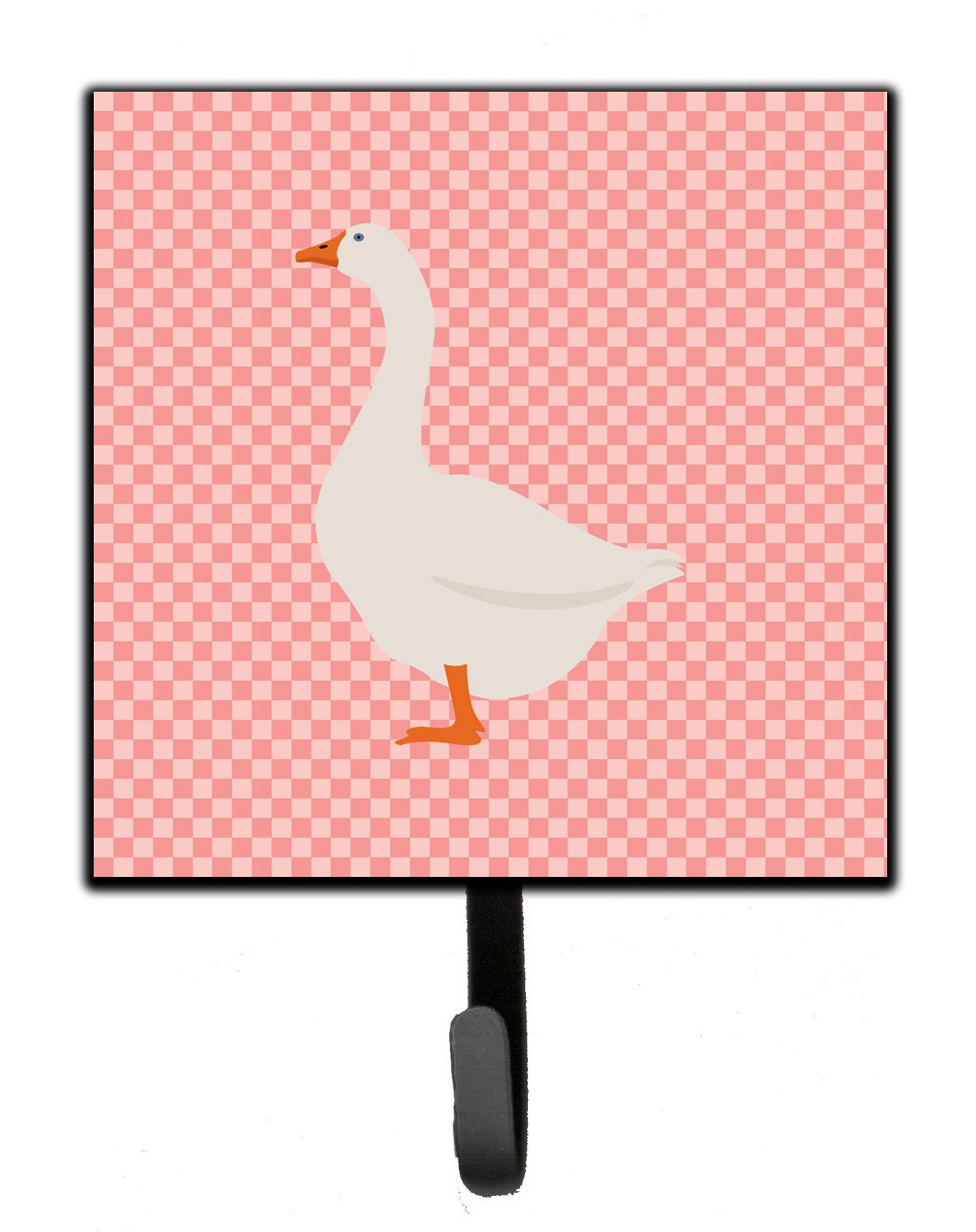 Embden Goose Pink Check Leash or Key Holder Wall Hooks, Key Hooks Holder, Coat Rack Wall Mount, Coat Hooks, Hooks for Hanging Keys, Towels, Aprons, Leashes
