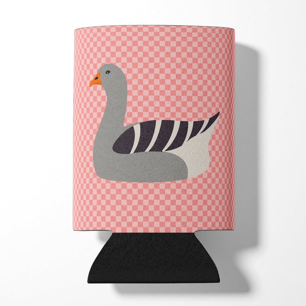 Pilgrim Goose Pink Check Can or Bottle Hugger Cooler Sleeve for Standard 12 oz Cans, Insulated Foam Beer & Soda Can Hugger Reusable