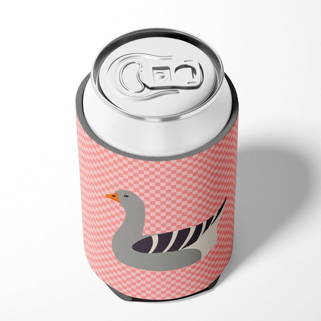 Pilgrim Goose Pink Check Can or Bottle Hugger Cooler Sleeve for Standard 12 oz Cans, Insulated Foam Beer & Soda Can Hugger Reusable