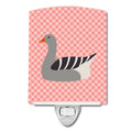 Pilgrim Goose Pink Check Ceramic Night Light Compact, UL-Certified, Ideal for Bedroom, Bathroom, Nursery, Hallway, Kitchen, 6x4x3, Multicolor