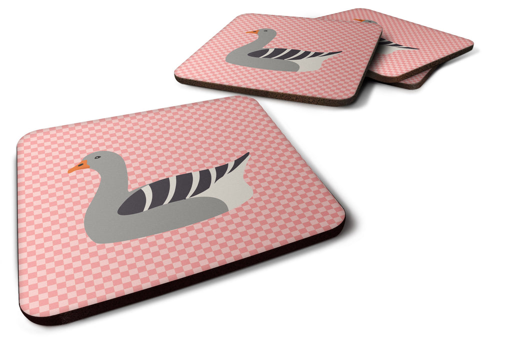Pilgrim Goose Pink Check Foam Coasters Set of 4 Cup Coasters for Indoor Outdoor, Tabletop Protection, Anti Slip, Mouse pad Material