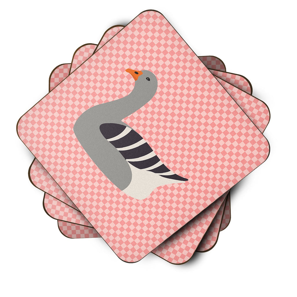 Pilgrim Goose Pink Check Foam Coasters Set of 4 Cup Coasters for Indoor Outdoor, Tabletop Protection, Anti Slip, Mouse pad Material