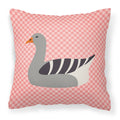 Pilgrim Goose Pink Check Decorative Throw Pillow 18x18 Indoor Outdoor Accent Cushion, Fabric Cover with Insert for Sofa, Bed, Porch & Living Room