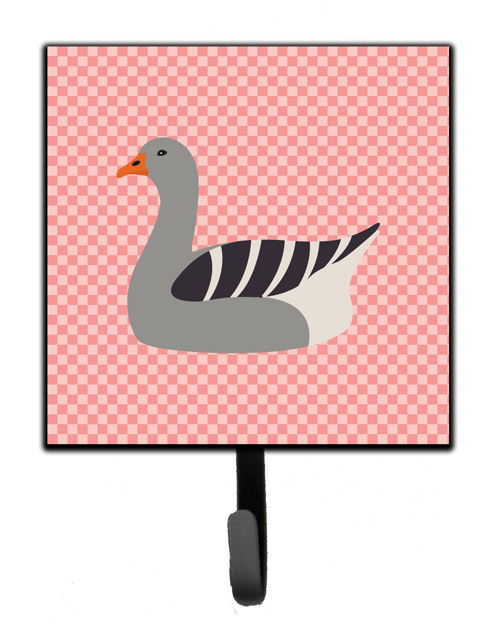 Pilgrim Goose Pink Check Leash or Key Holder Wall Hooks, Key Hooks Holder, Coat Rack Wall Mount, Coat Hooks, Hooks for Hanging Keys, Towels, Aprons, Leashes