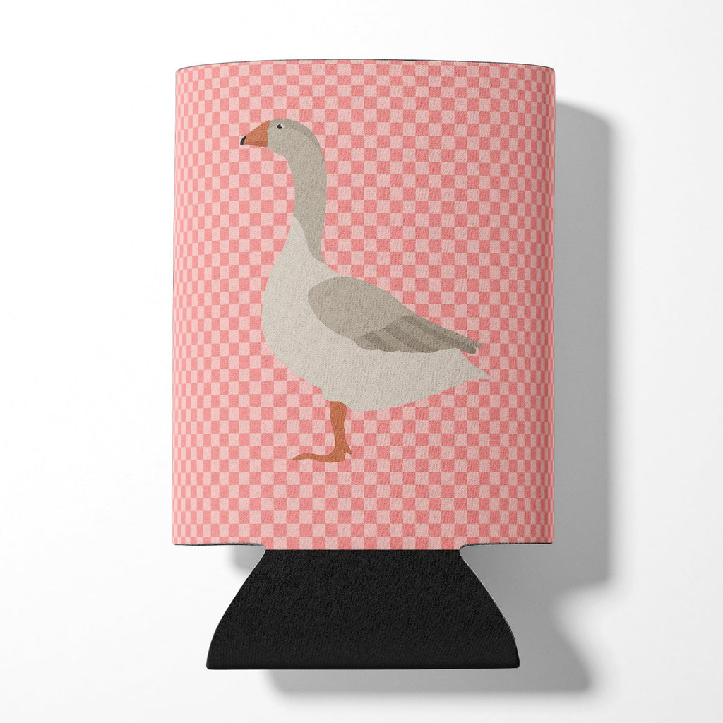 Steinbacher Goose Pink Check Can or Bottle Hugger Cooler Sleeve for Standard 12 oz Cans, Insulated Foam Beer & Soda Can Hugger Reusable