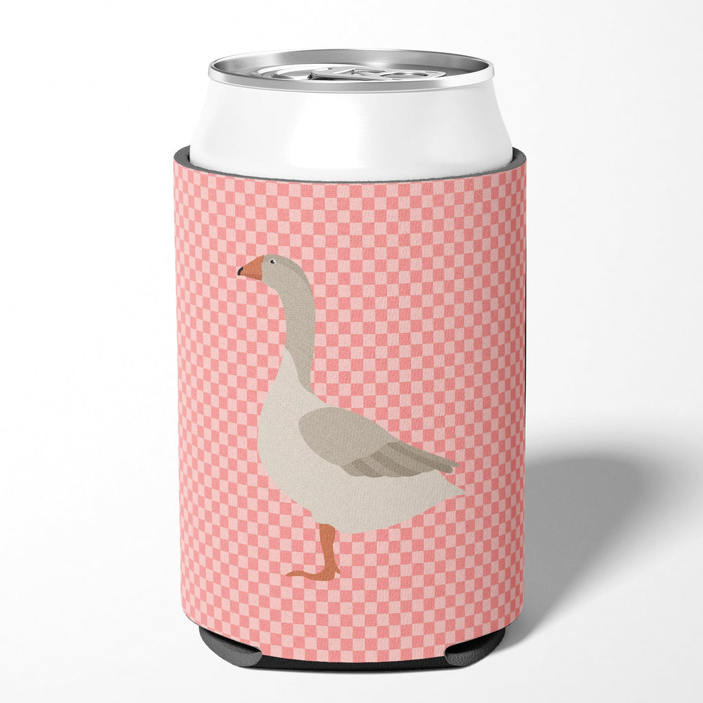 Steinbacher Goose Pink Check Can or Bottle Hugger Cooler Sleeve for Standard 12 oz Cans, Insulated Foam Beer & Soda Can Hugger Reusable
