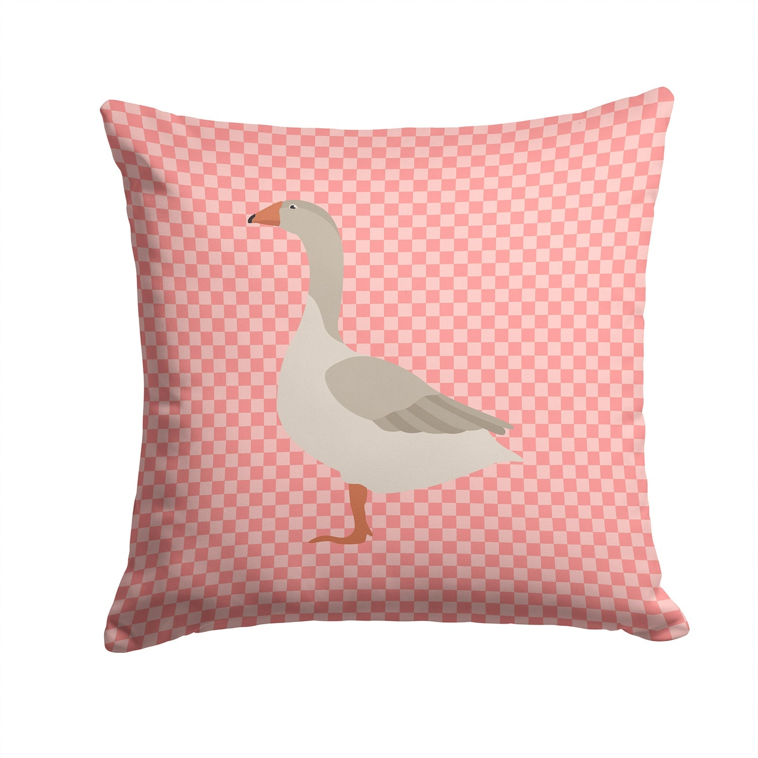 Steinbacher Goose Pink Check Decorative Throw Pillow 14x14 Indoor Outdoor Accent Cushion, Fabric Cover with Insert for Sofa, Bed, Porch & Living Room